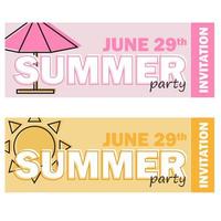 Creative modern flat design invitation on summer party with line symbol vector