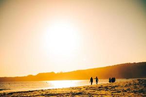 friends walking on the beach photo