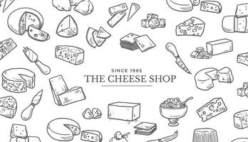 Doodle colección de queso vector