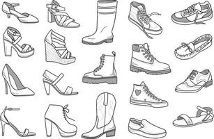 Set of Shoes Doodles vector