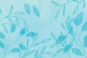 Blue watercolor with leaves background vector