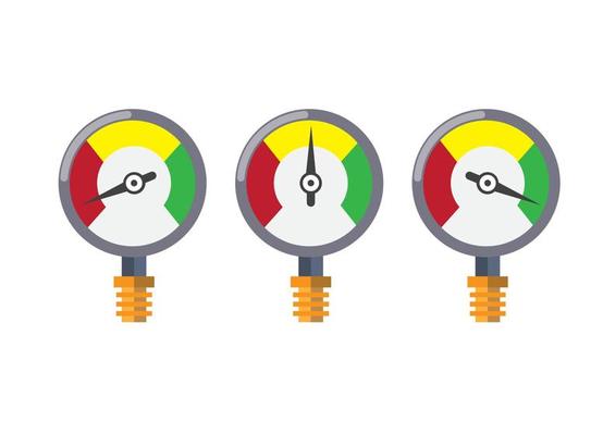 pressure level indicator gauge gas flat illustration vector icon set
