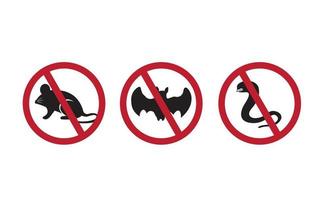 No rat, Snake and bat prihibitive sign symbol vector isolated in white background