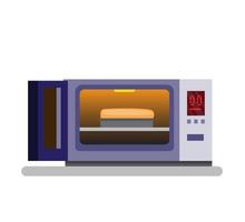 bread in oven, opened oven machine in flat illustration vector