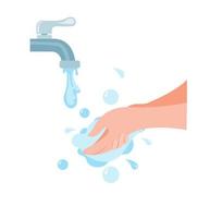hand washing with soap, prevent illness from bacteria and virus cartoon flat illustration vector