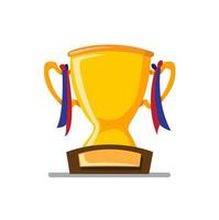 trophy with ribbon, champion, award, excellence symbol icon in flat illustration vector