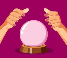 Fortune Teller. Hand with Crystal Ball concept in cartoon illustration vector