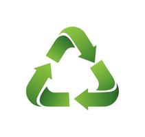 Reciclar, ir flecha triángulo verde en logotipo de color degradado verde, símbolo de icono ilustración vectorial de logotipo editable vector
