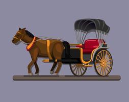 carro de caballo, vendimia, transporte, símbolo, concepto, caricatura, ilustración, vector