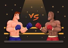 boxeo versus vector de ilustración de dibujos animados de concepto de escena de lucha