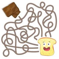 Maze or Labyrinth Game for Children. Puzzle - help toast to find right way vector
