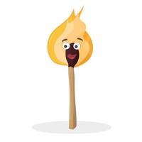 Burning match - character cartoon with eyes and smile vector