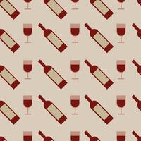 Vector seamless pattern with wine glasses and bottle