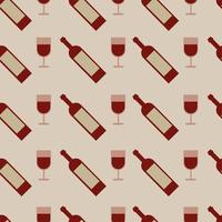 Vector seamless pattern with wine glasses and bottle