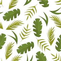 Seamless pattern with tropical leaves on white background vector