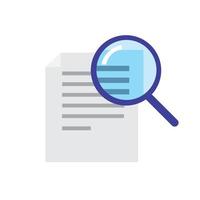 file scan, paper zoom with magnifier simple icon in flat illustration vector