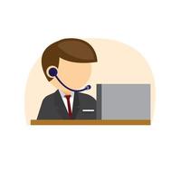 assistant man with tuxedo flat illustration icon vector