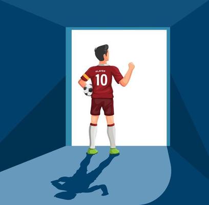 Soccer player standing in front door stadium ready to play match optimistic to win. concept in cartoon illustration vector 4595743 Vector Art at Vecteezy Soccer player standing in front door stadium ready to play match optimistic to win. concept in cartoon illustration vector 4595743 Vector Art at Vecteezy