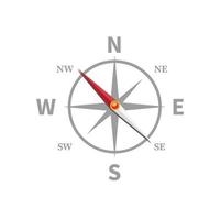 Icono de elemento de brújula de rosa de los vientos simple en vector de ilustración plana aislado en fondo blanco