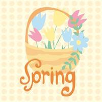 texto de primavera con flor de tulipán. ilustración vectorial vector
