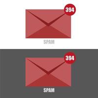 Vector of email SPAM with red colored envelope on black and white backgrounds