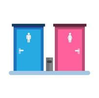 man and woman toilet door sign, icon, male and female gender symbol in public bathroom flat illustration vector isolated in white background