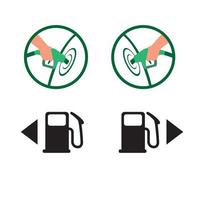 Car gas cap side, petrol cap hole instrument symbol, icon set in flat illustration editable vector isolated in white background