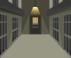 Prison cell corridor in dark scene concept in cartoon illustration vector