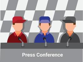 Press conference of sport and race event in flat illustration vector