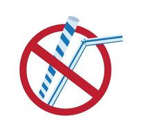 no plastic straw concept icon in flat illustration vector