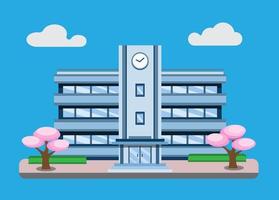 japanese school building scene background concept in flat illustration editable vector isolated in white background