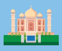 Taj Mahal, india landmark in flat illustration vector