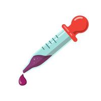 pipette Laboratory tool to pick chemical samples, color picker. Chemical laboratory Dropper, icon symbol in cartoon flat illustration vector isolated in white background