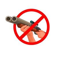 No Hunting with hand hold riffle with scoope concept in cartoon illustration vector