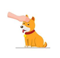 Cachorro de toque de mano humana, perro acariciador en vector de ilustración plana de dibujos animados