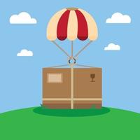 airdrop package delivery in flat illustration vector