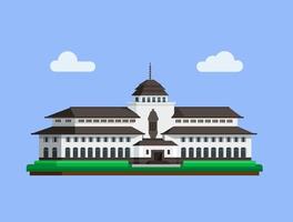 Gedung Sate is famous building landmark from Bandung West Java Indonesia concept in flat illustration vector