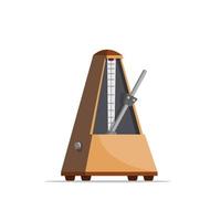 Metrónomo de madera, herramienta de instrumento musical en vector de ilustración realista de dibujos animados aislado en fondo blanco