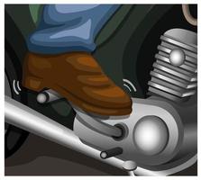 Kickstarter on vintage motorcycle instruction symbol illustration cartoon vector