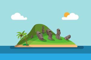 La isla de Pascua, también conocida como el parque nacional rapa nui, es un sitio del patrimonio mundial en el vector de ilustración del concepto de Chile