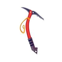 Ice axe. Climbers equipment tool for cutting footholds in snow, hiking and mountaineering gear vector