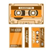 Cinta de cassette con símbolo de objeto de música de caja en vector de ilustración de dibujos animados