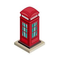 Telephone booth, British landmark building symbol icon in white background illustration in isometric editable vector in eps 10
