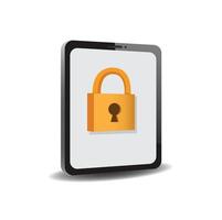 tablet with padlock, system lock security protection illustration editable vector