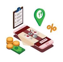 smartphone booking online isometric vector