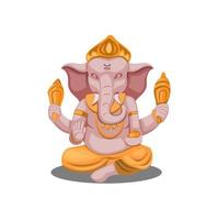 Illustration of Lord Ganesha or Ganpati figure Hindu religion vector isolated in white background