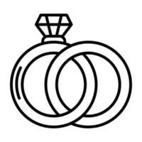 Wedding Rings Line Icon vector