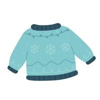 Christmas sweater, warm knitted jumper with cute ornaments vector