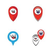 Bowling map point concept logo, icons and symbol. Bowling ball and pin vector illustration.