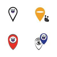 Bowling map point concept logo, icons and symbol. Bowling ball and pin vector illustration.